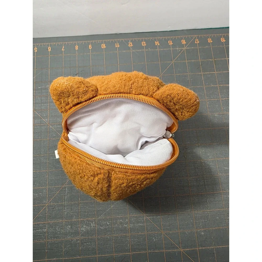 American Greatings Plush Bear Head Zipper Pouch Brown Small Kids Accessory 5in